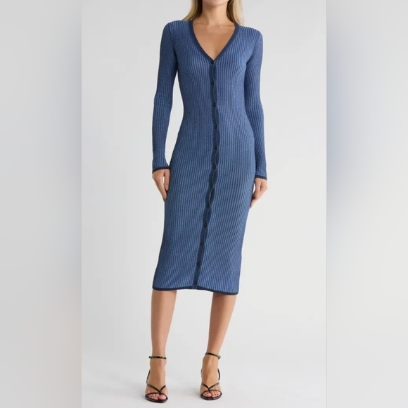 rag & bone Dresses & Skirts - rag & bone Blue Long Sleeve Knit Dress